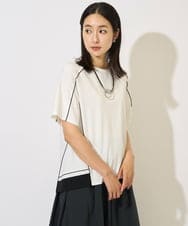 PZKHB10240 GEORGES RECH(ジョルジュ・レッシュ) [接触冷感/紫外線カット/速乾/遮熱]メロウラインカットソー ホワイト×ブラック