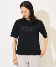 PZKHB11190 GEORGES RECH(ジョルジュ・レッシュ)  [接触冷感/紫外線カット/遮熱]テーププリントロゴカットソー ブラック