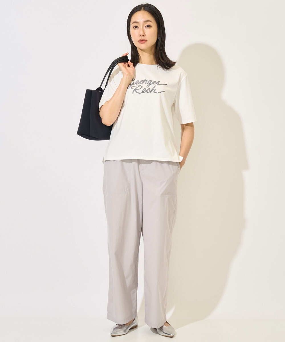 PZKHB11190 GEORGES RECH(ジョルジュ・レッシュ)  [接触冷感/紫外線カット/遮熱]テーププリントロゴカットソー ブラック