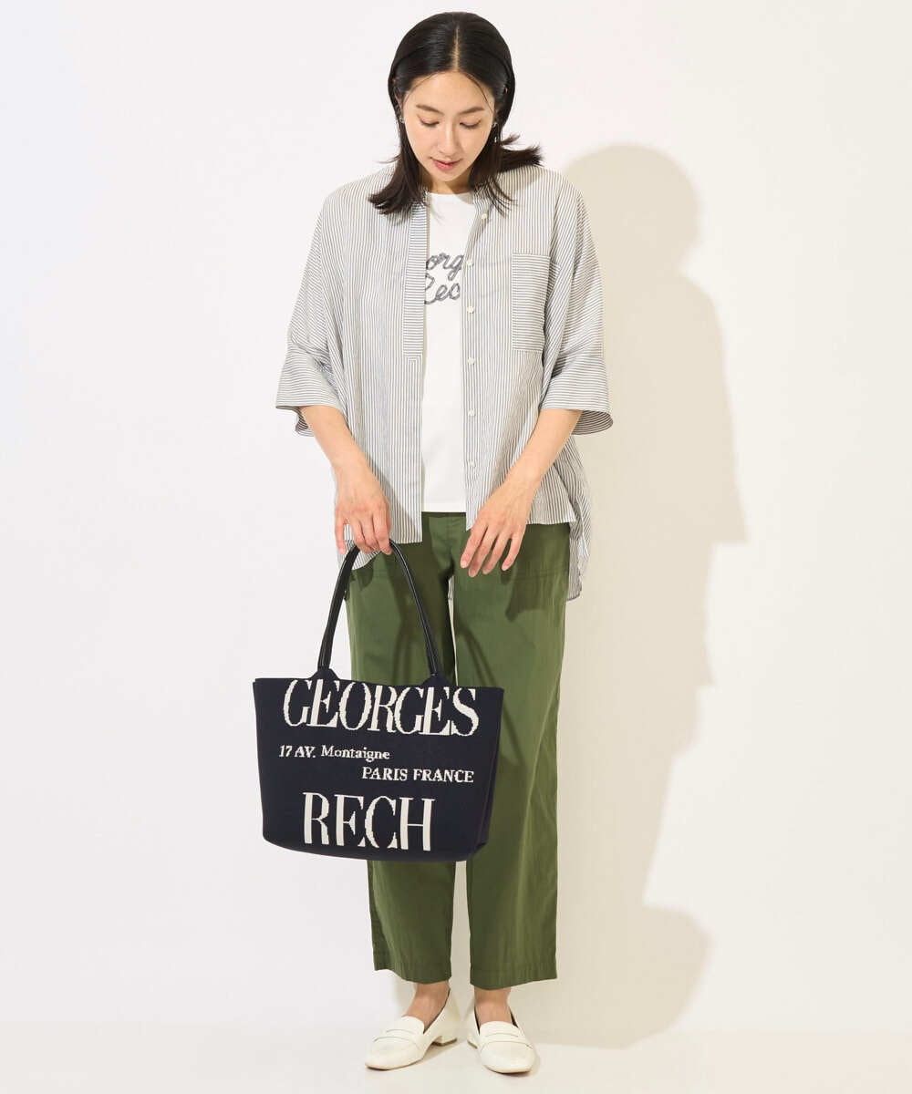 PZKHB11190 GEORGES RECH(ジョルジュ・レッシュ)  [接触冷感/紫外線カット/遮熱]テーププリントロゴカットソー ブラック