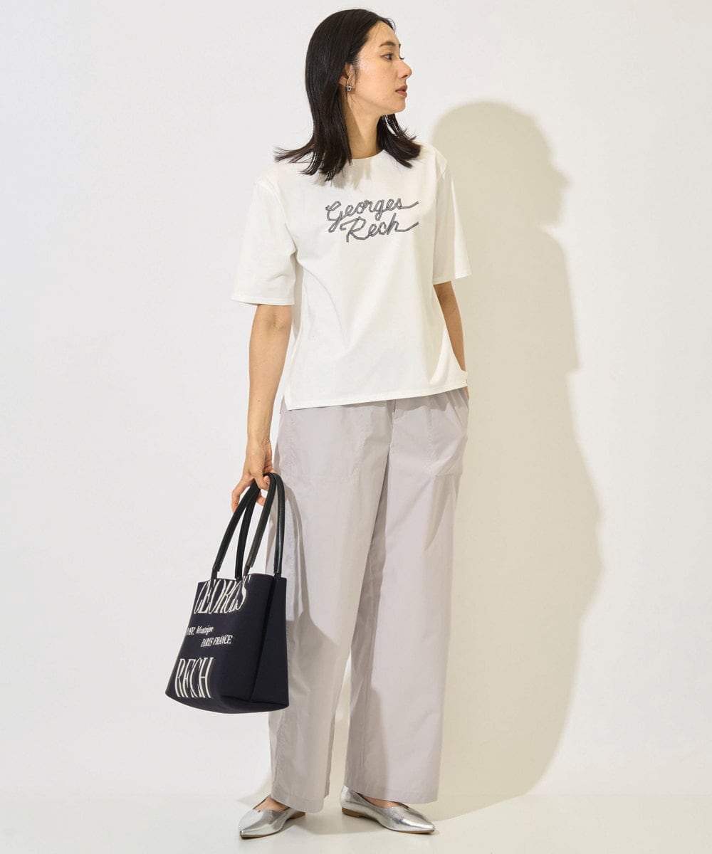 PZKHB11190 GEORGES RECH(ジョルジュ・レッシュ)  [接触冷感/紫外線カット/遮熱]テーププリントロゴカットソー ブラック