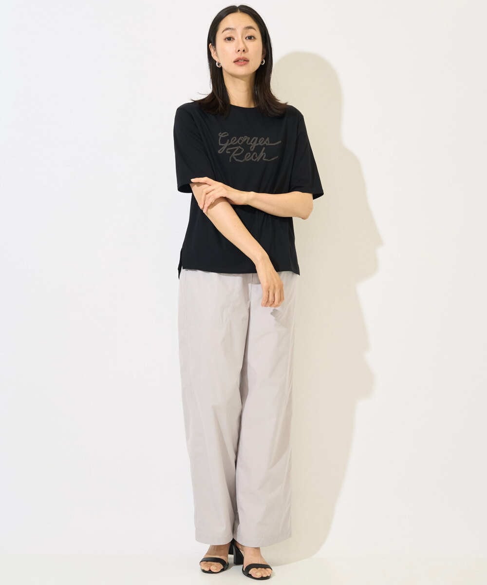 PZKHB11190 GEORGES RECH(ジョルジュ・レッシュ)  [接触冷感/紫外線カット/遮熱]テーププリントロゴカットソー ブラック