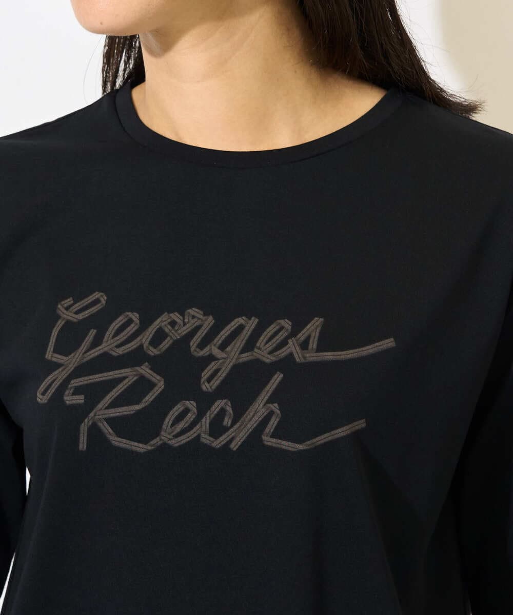 PZKHB11190 GEORGES RECH(ジョルジュ・レッシュ)  [接触冷感/紫外線カット/遮熱]テーププリントロゴカットソー ブラック