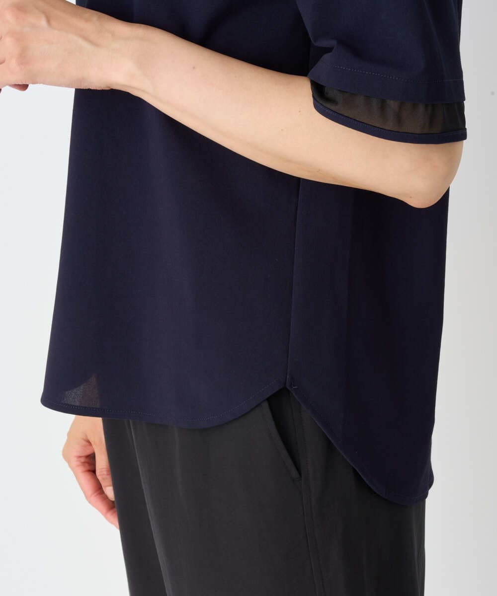 PZKHE61250 GEORGES RECH(ジョルジュ・レッシュ) シアージャージーブラウソー ネイビー