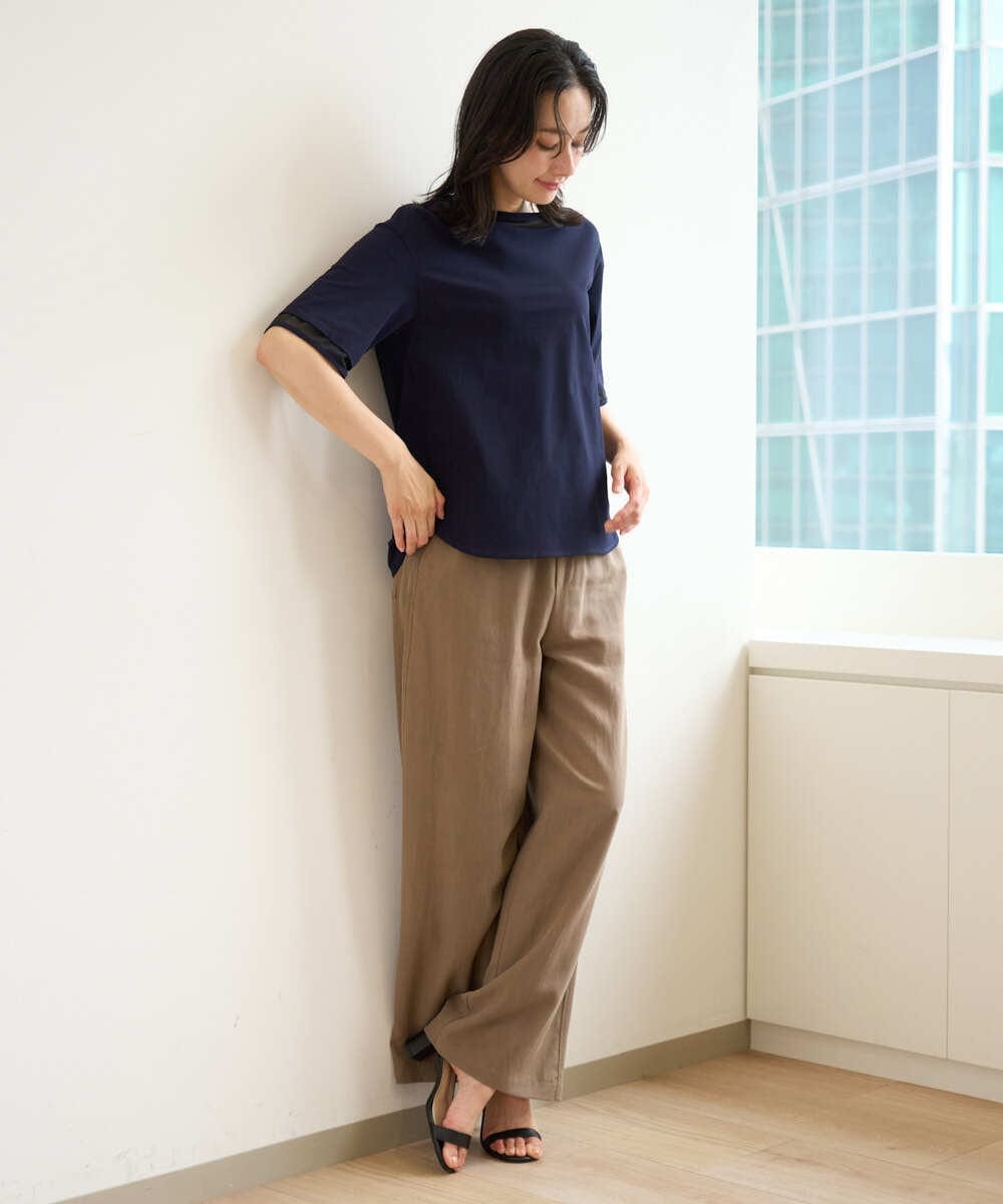 PZKHE61250 GEORGES RECH(ジョルジュ・レッシュ) シアージャージーブラウソー ネイビー