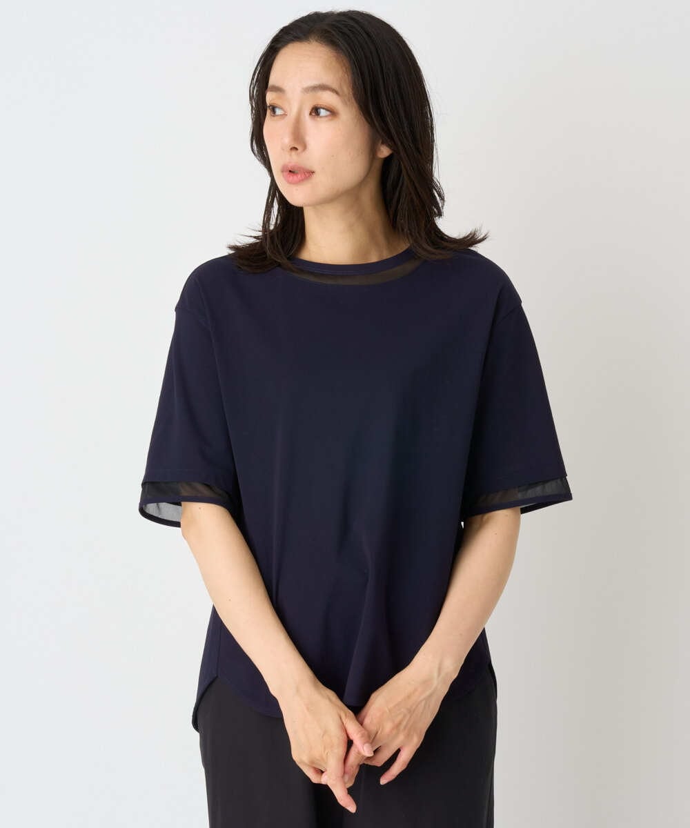 PZKHE61250 GEORGES RECH(ジョルジュ・レッシュ) シアージャージーブラウソー ネイビー