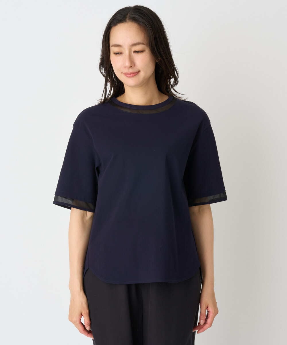 PZKHE61250 GEORGES RECH(ジョルジュ・レッシュ) シアージャージーブラウソー ネイビー