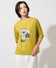 PZKHE67150 GEORGES RECH(ジョルジュ・レッシュ) フォトプリントジャージー5分袖カットソー イエロー