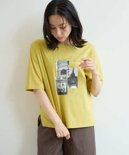 PZKHE67150  フォトプリントジャージー5分袖カットソー