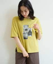 PZKHE67150 GEORGES RECH(ジョルジュ・レッシュ) フォトプリントジャージー5分袖カットソー イエロー