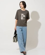 PZKHE67150 GEORGES RECH(ジョルジュ・レッシュ) フォトプリントジャージー5分袖カットソー イエロー