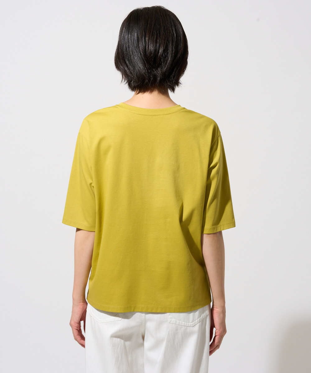 PZKHE67150 GEORGES RECH(ジョルジュ・レッシュ) フォトプリントジャージー5分袖カットソー イエロー