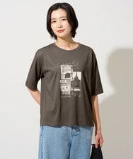 PZKHE67150 GEORGES RECH(ジョルジュ・レッシュ) フォトプリントジャージー5分袖カットソー ダークグレー