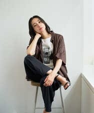 PZKHE67150 GEORGES RECH(ジョルジュ・レッシュ) フォトプリントジャージー5分袖カットソー ダークグレー