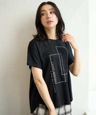 PZKHE68170 GEORGES RECH(ジョルジュ・レッシュ) シアーチェックスパンコールプリントカットソー ブラック
