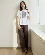 PZKHE68170 GEORGES RECH(ジョルジュ・レッシュ) シアーチェックスパンコールプリントカットソー ブラック
