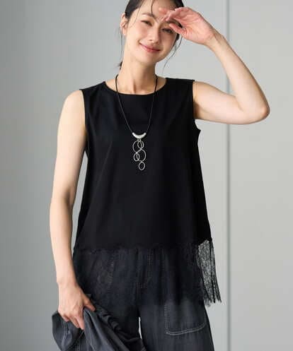 PZKHF12160 GEORGES RECH レースコンビノースリーブカットソー