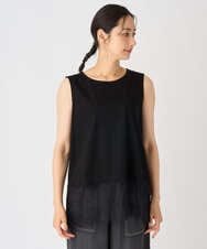 PZKHF12160 GEORGES RECH(ジョルジュ・レッシュ) レースコンビノースリーブカットソー ブラック