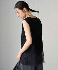 PZKHF12160 GEORGES RECH(ジョルジュ・レッシュ) レースコンビノースリーブカットソー ブラック