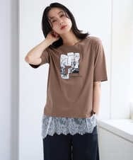 PZKHF12160 GEORGES RECH(ジョルジュ・レッシュ) レースコンビノースリーブカットソー ブラック