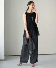 PZKHF12160 GEORGES RECH(ジョルジュ・レッシュ) レースコンビノースリーブカットソー ブラック
