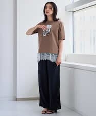 PZKHF12160 GEORGES RECH(ジョルジュ・レッシュ) レースコンビノースリーブカットソー ブラック