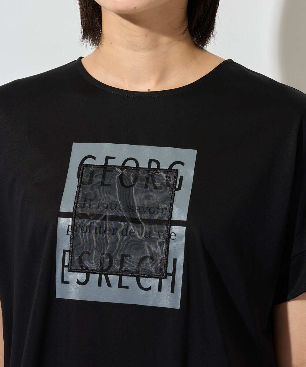 PZKHF51170 GEORGES RECH(ジョルジュ・レッシュ) スーパークールドルマンスリーブロゴカットソー ブラック