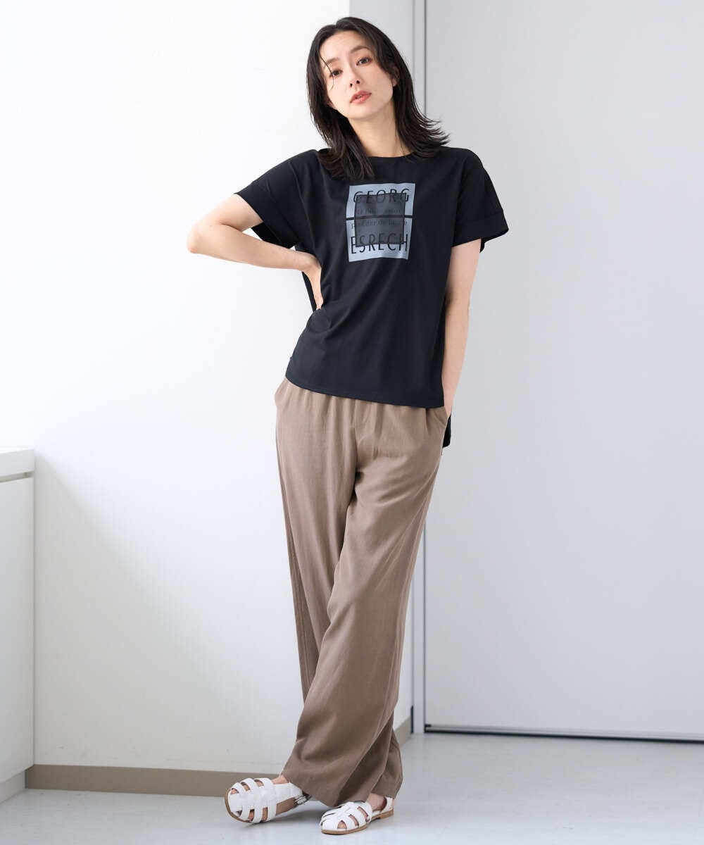 PZKHF51170 GEORGES RECH(ジョルジュ・レッシュ) スーパークールドルマンスリーブロゴカットソー ブラック