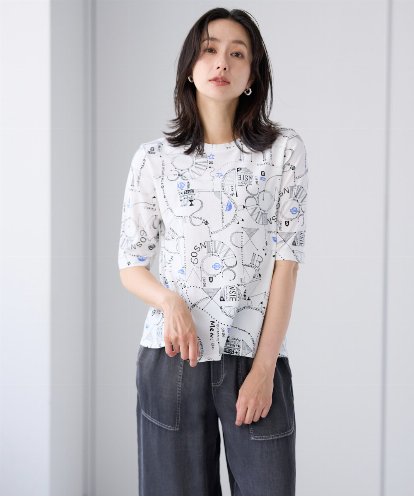 PZKHF54170 GEORGES RECH [日本製]アートワークカットソー