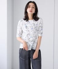 PZKHF54170 GEORGES RECH(ジョルジュ・レッシュ)  [日本製]アートワークカットソー ホワイト系