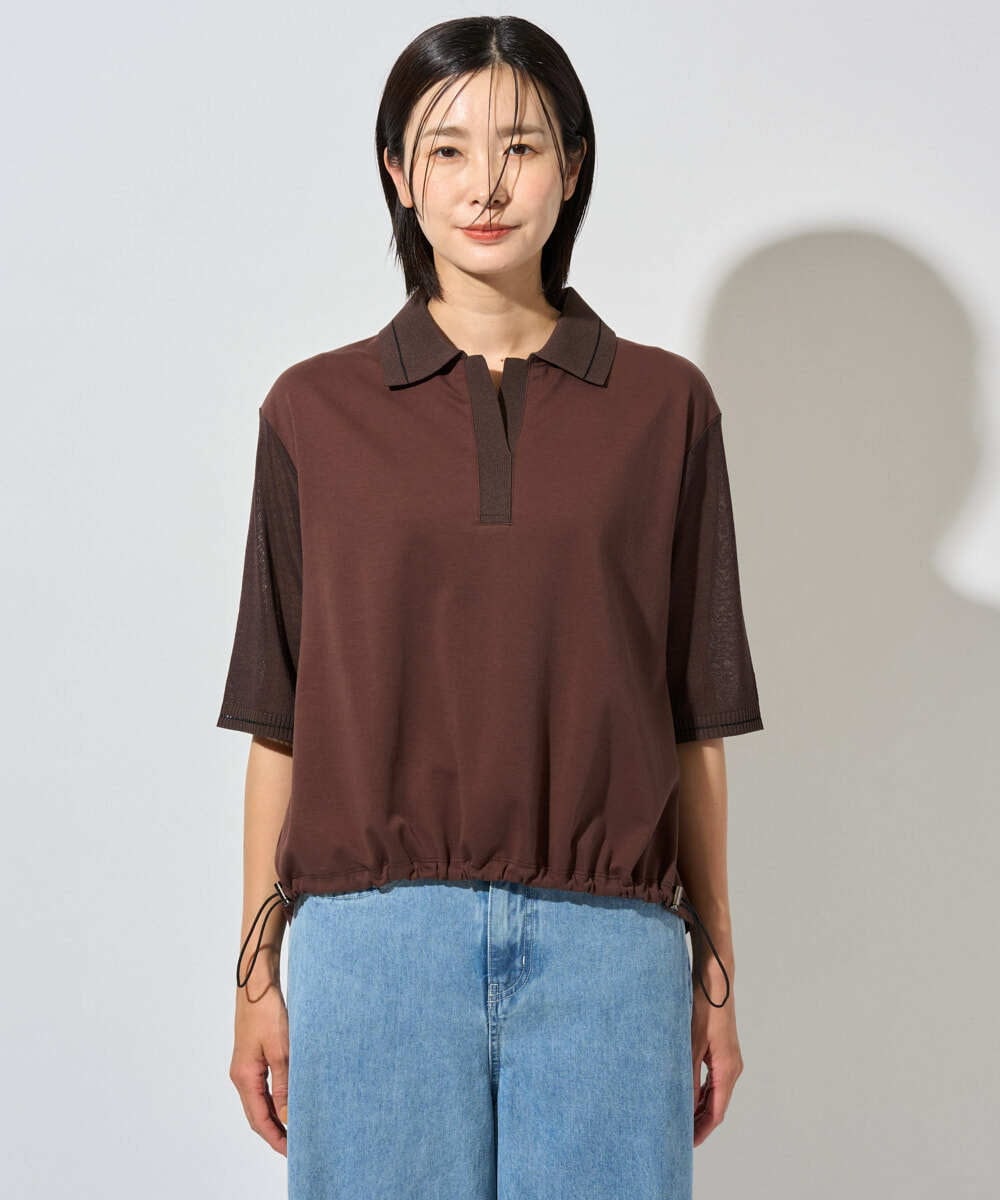 PZKHF57230 GEORGES RECH(ジョルジュ・レッシュ) シアードロストジャージーポロシャツ ブラウン