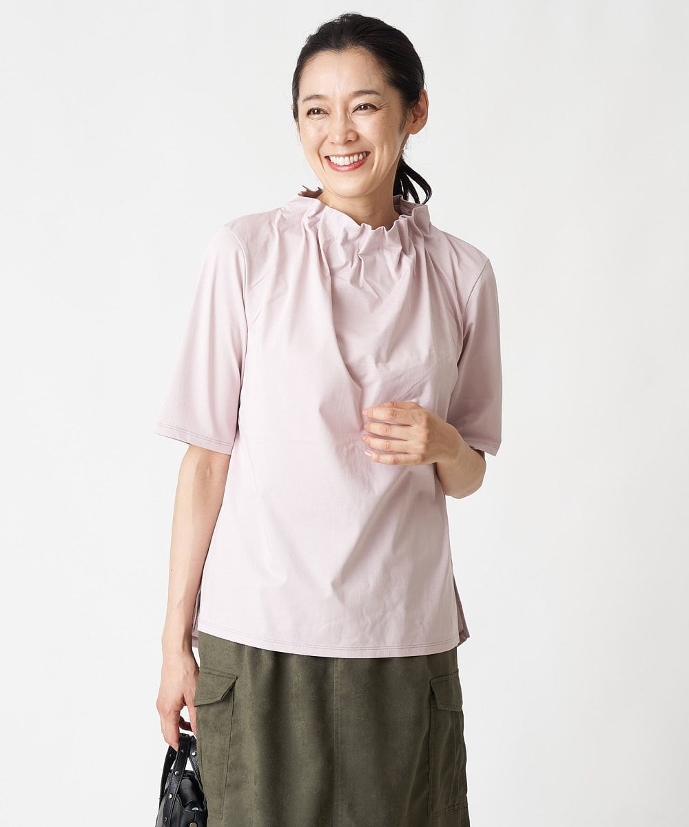 ギャザーハイネック5分袖カットソー(カットソー・Tシャツ) | GEORGES ギャザーハイネック5分袖カットソー(カットソー・Tシャツ) | GEORGES