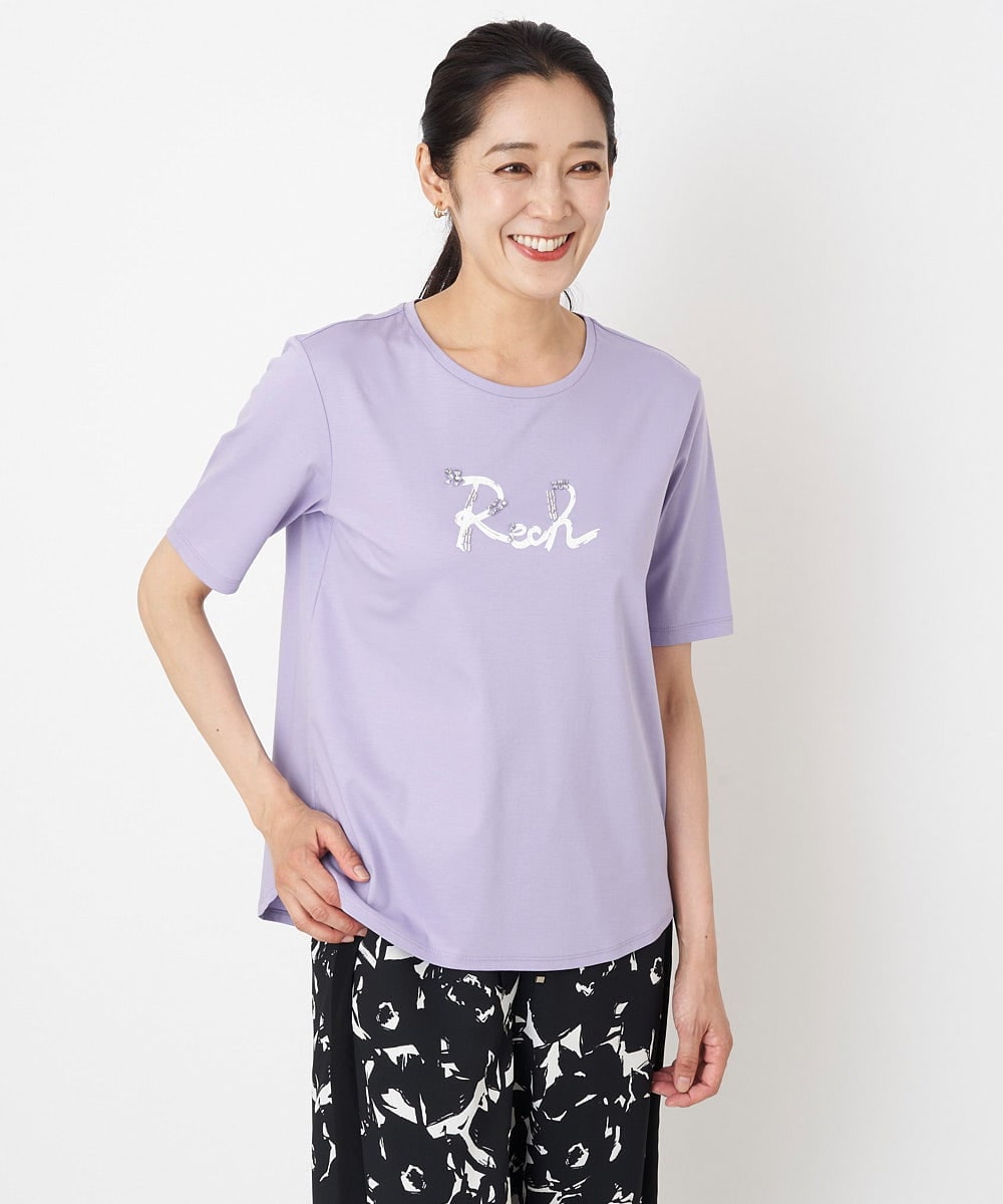 PZKHT21150 GEORGES RECH(ジョルジュ・レッシュ) [接触冷感]ドライコットンラウンドヘムロゴTシャツ ラベンダー