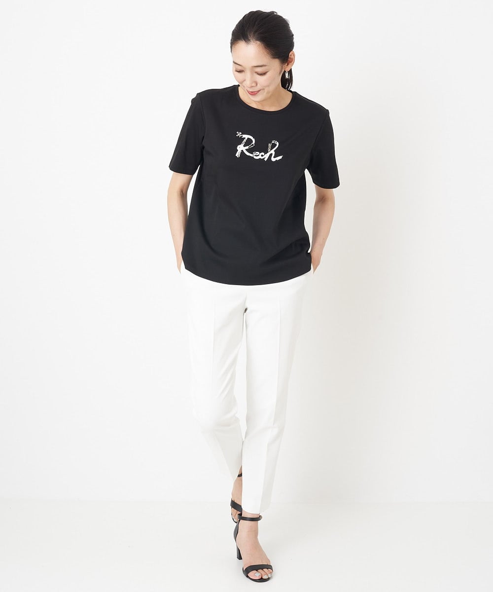 PZKHT21150 GEORGES RECH(ジョルジュ・レッシュ) [接触冷感]ドライコットンラウンドヘムロゴTシャツ ブラック