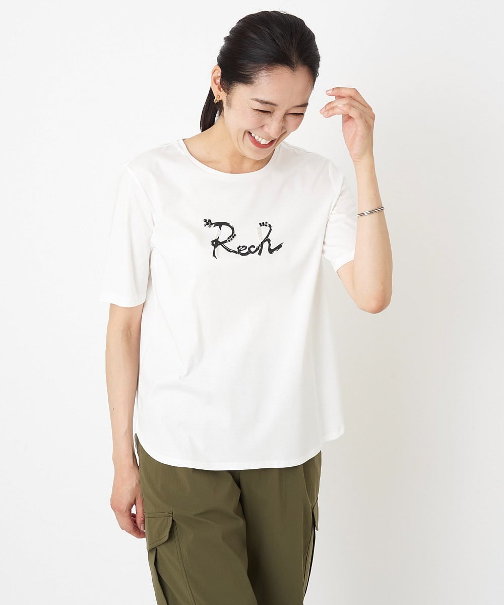 PZKHT21150 GEORGES RECH(ジョルジュ・レッシュ) [接触冷感]ドライコットンラウンドヘムロゴTシャツ ブラック