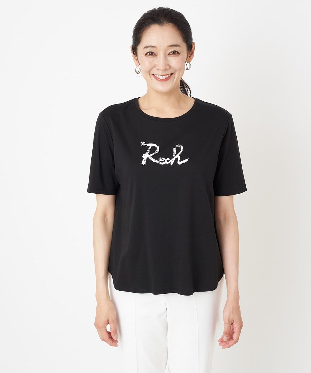 PZKHT21150 GEORGES RECH(ジョルジュ・レッシュ) [接触冷感]ドライコットンラウンドヘムロゴTシャツ ブラック