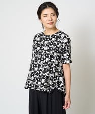 PZKHW19190 GEORGES RECH(ジョルジュ・レッシュ)  [日本製]幾何ドット柄プリントカットソー ブラック