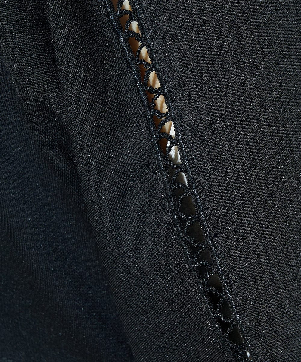 PZKHW39170 GEORGES RECH(ジョルジュ・レッシュ) ハシゴ刺繍ペプラムジャージーカットソー ブラック