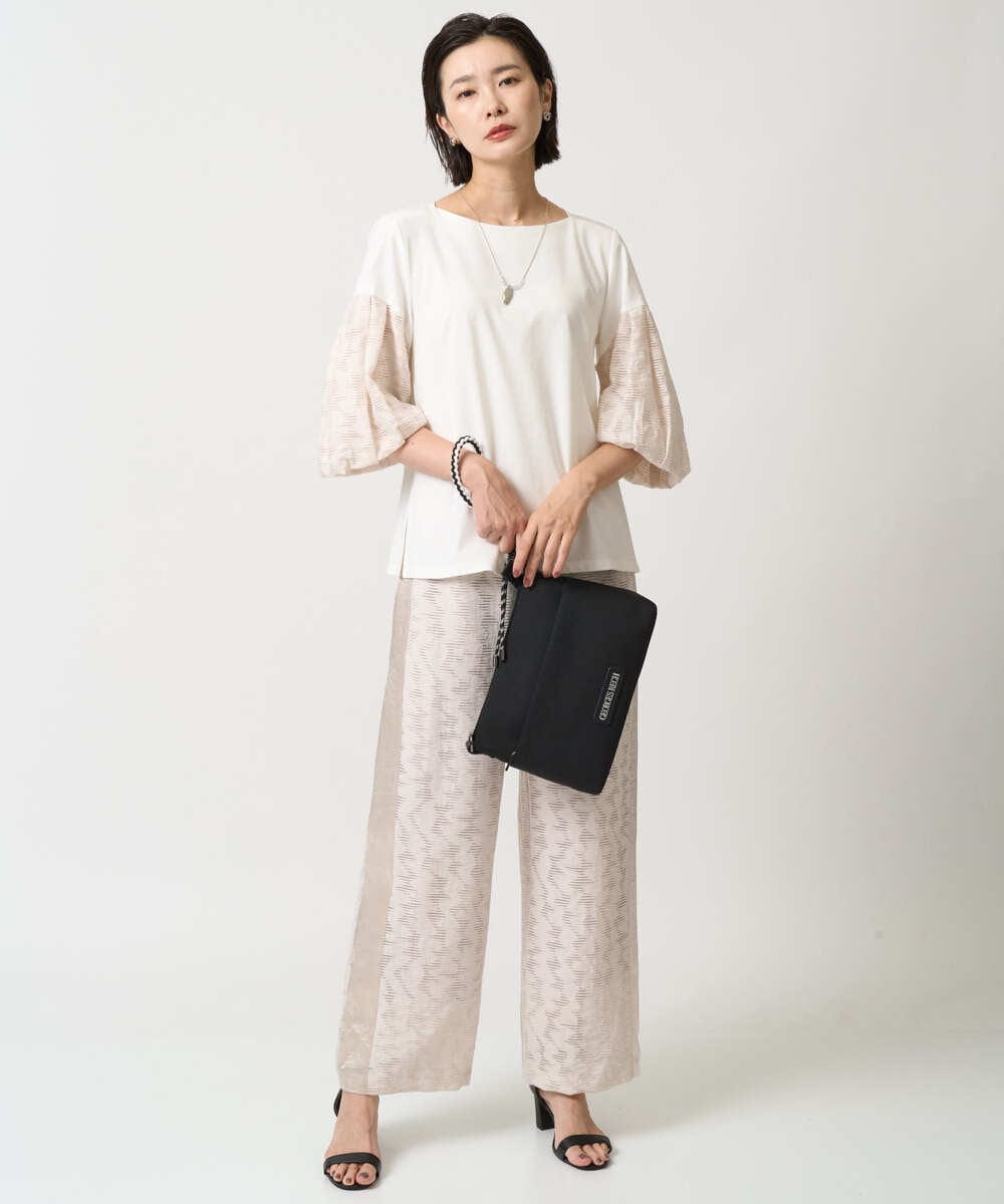 PZKJB23270 GEORGES RECH(ジョルジュ・レッシュ) ジャカードバルーンスリーブカットソー ベージュ