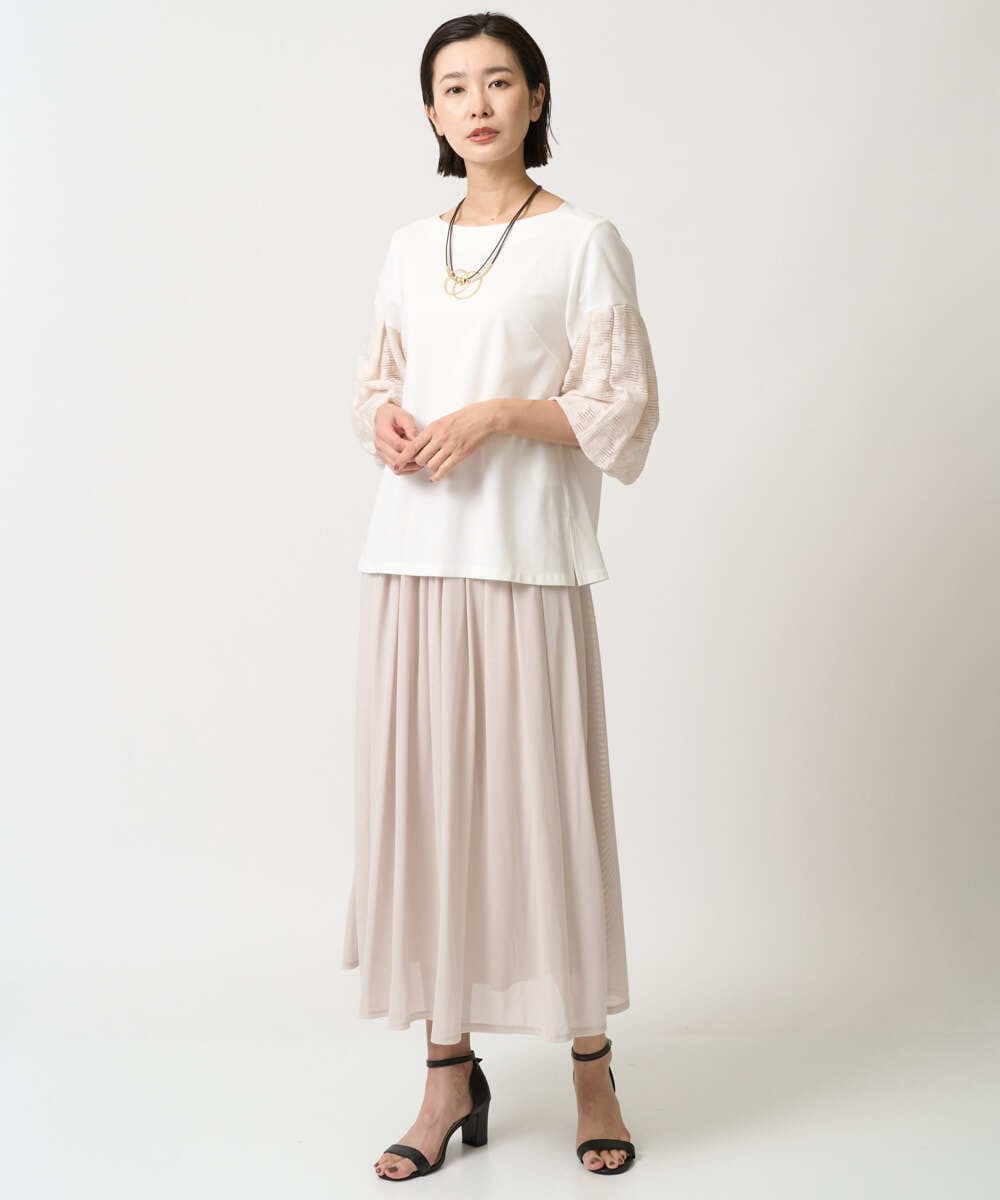 PZKJB23270 GEORGES RECH(ジョルジュ・レッシュ) ジャカードバルーンスリーブカットソー ベージュ