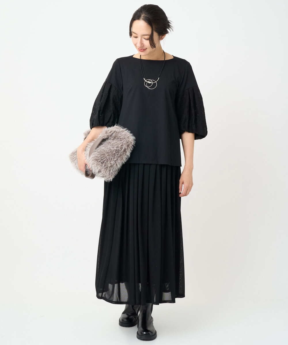 PZKJB23270 GEORGES RECH(ジョルジュ・レッシュ) ジャカードバルーンスリーブカットソー ベージュ