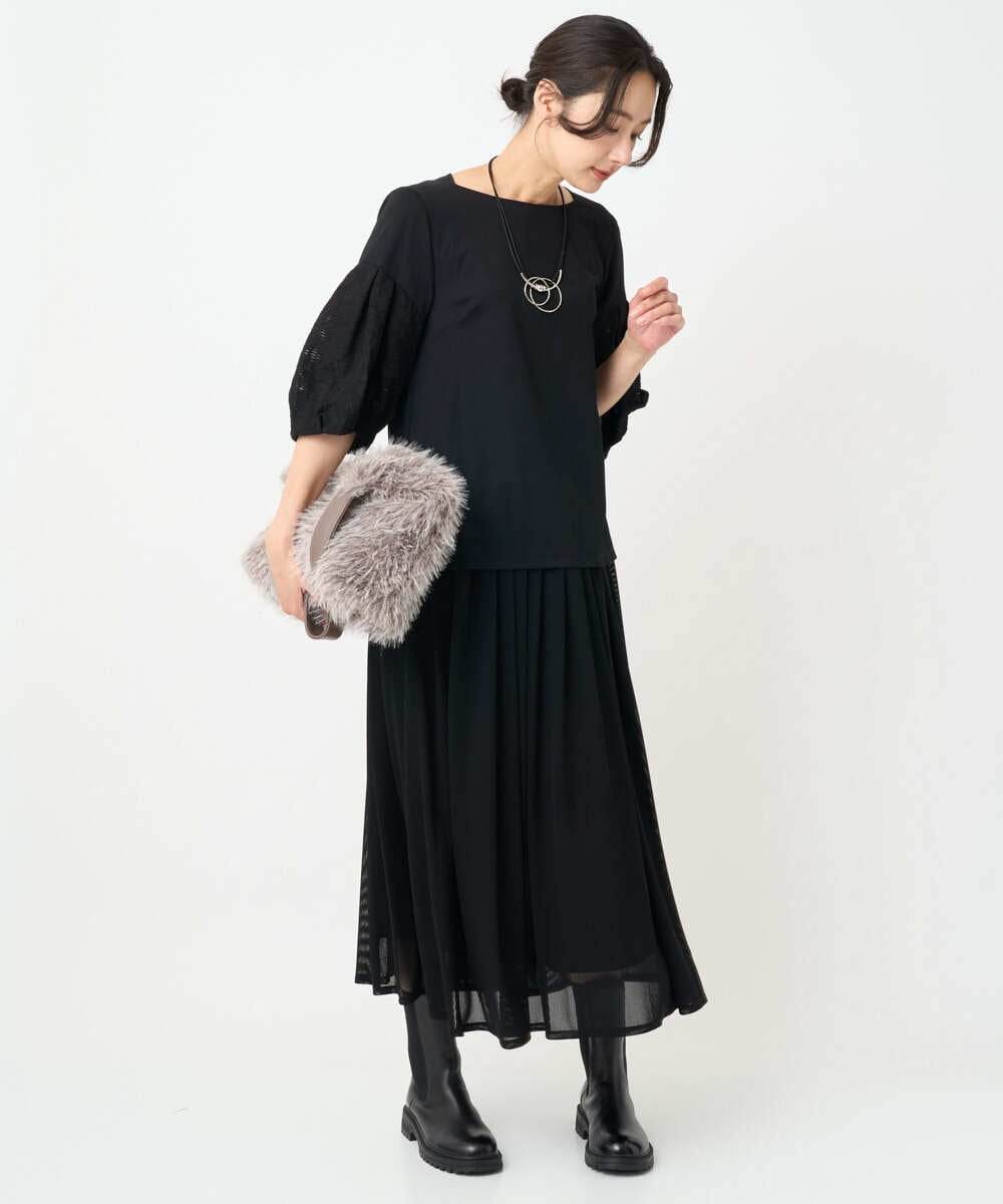 PZKJB23270 GEORGES RECH(ジョルジュ・レッシュ) ジャカードバルーンスリーブカットソー ベージュ