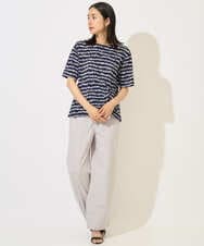 PZKJB29210 GEORGES RECH(ジョルジュ・レッシュ)  [日本製]ランダムボーダータックジャージーカットソー ネイビー系
