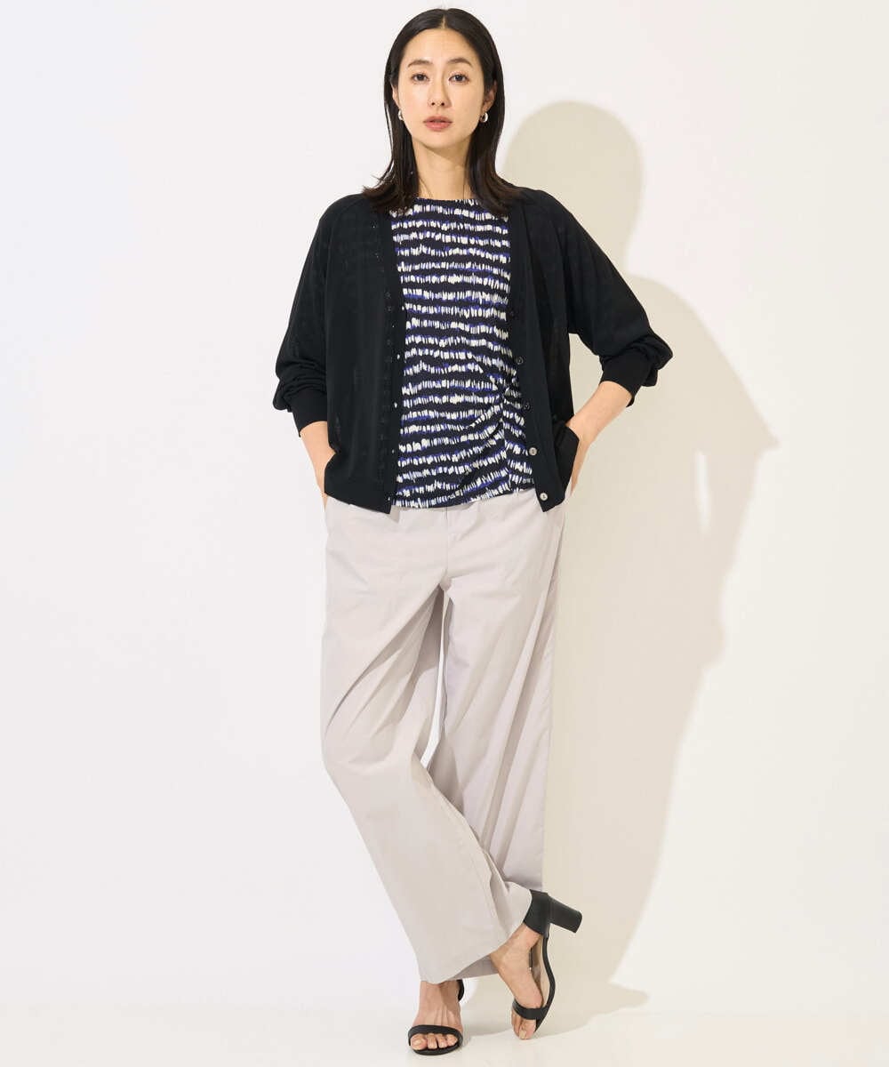 PZKJB29210 GEORGES RECH(ジョルジュ・レッシュ)  [日本製]ランダムボーダータックジャージーカットソー ネイビー系