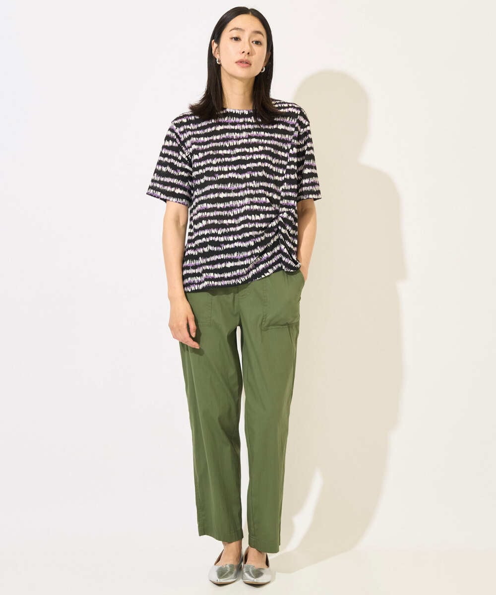 PZKJB29210 GEORGES RECH(ジョルジュ・レッシュ)  [日本製]ランダムボーダータックジャージーカットソー ネイビー系