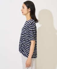 PZKJB29210 GEORGES RECH(ジョルジュ・レッシュ)  [日本製]ランダムボーダータックジャージーカットソー ネイビー系