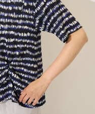 PZKJB29210 GEORGES RECH(ジョルジュ・レッシュ)  [日本製]ランダムボーダータックジャージーカットソー ネイビー系