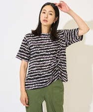 PZKJB29210 GEORGES RECH(ジョルジュ・レッシュ)  [日本製]ランダムボーダータックジャージーカットソー ブラック系