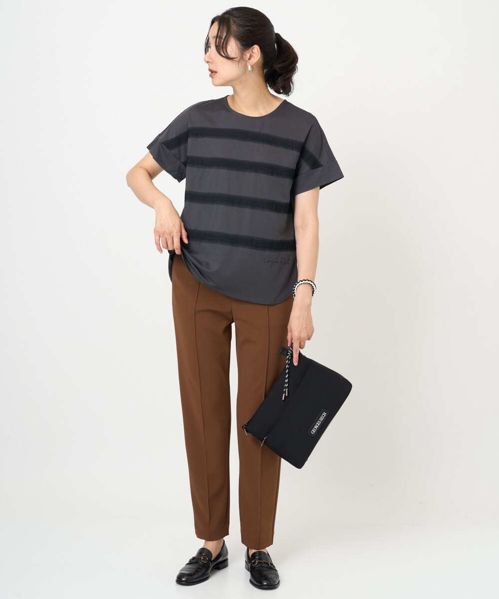 PZKJB30180 GEORGES RECH(ジョルジュ・レッシュ) [接触冷感]スーパークールチュールボーダーカットソー ホワイト