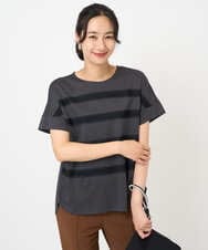 PZKJB30180 GEORGES RECH(ジョルジュ・レッシュ) [接触冷感]スーパークールチュールボーダーカットソー ダークグレー